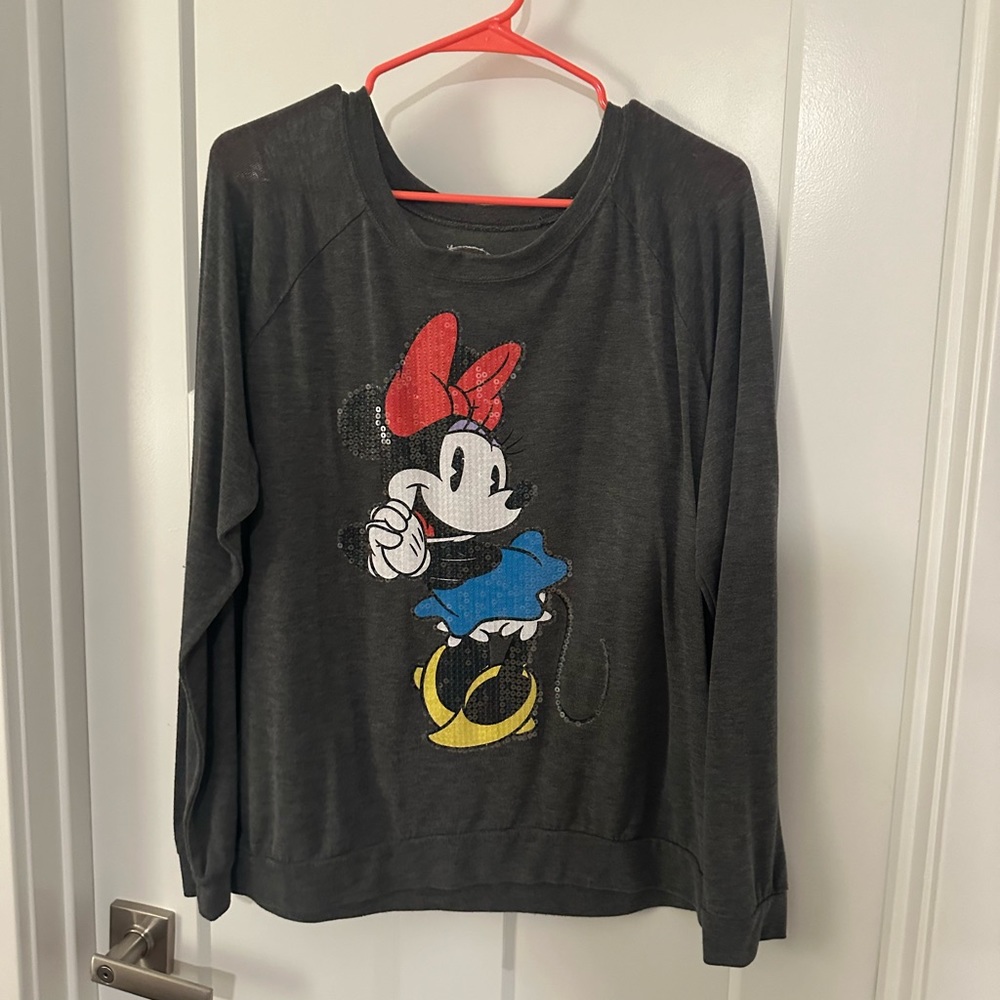 Women's Long Sleeve Sweatshirt Grey Disney Minnie Mouse